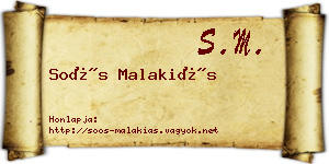 Soós Malakiás névjegykártya